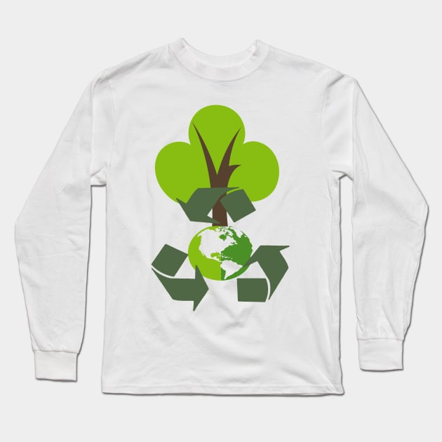 Environmental Friendly Green Eco Recycle Reuse Long Sleeve T-Shirt by theperfectpresents